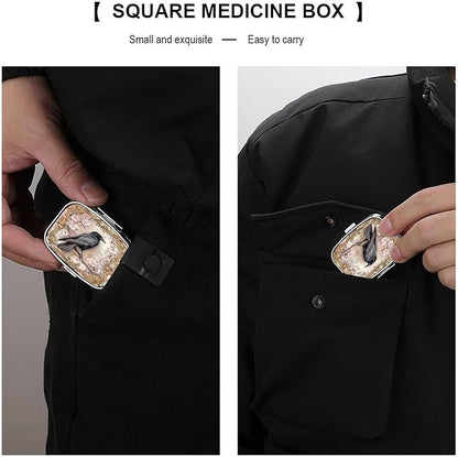 Metal 2 Compartment Pill Organizer Travel Friendly Portable Compact Pill Box Cute Pill Case to Hold Vitamins,Fish Oil,Supplements,Meds,Tablet for Purse,Pocket. (The Bird)