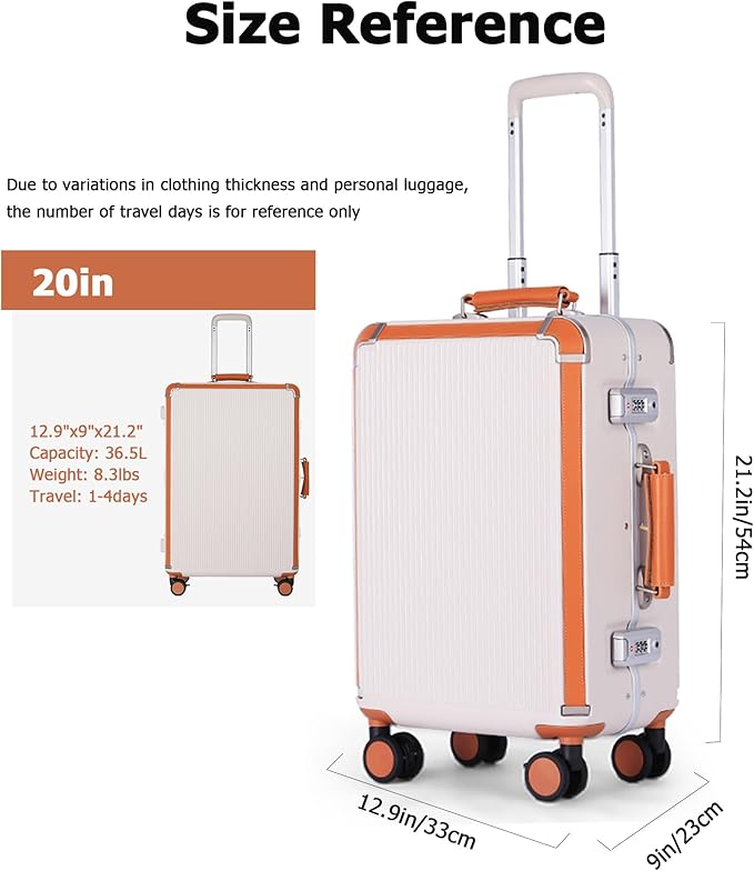 feilario 20in Hardshell Carry-On Luggage, Aluminum Frame Zipperless Suitcase with Brake Wheels, TSA-Accepted Lock & Side Hooks (Beige (zipperless closure), 20in)