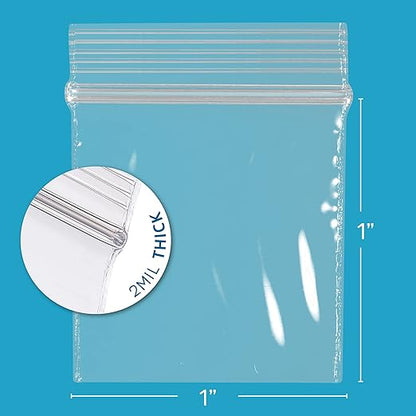 GPI Pack of 500-1" X 1" 2 Mil Thick, Clear Plastic Jewelry Zip Bags, Reclosable Strong & Durable Poly Baggies with Resealable Zip Top Lock for Travel, Storage, Packaging & Shipping.