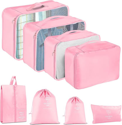 8 Set Packing Cubes for Suitcase, Packing Cubes for Carry on Suitcases, Luggage Organizer for Travel Essentials, Large Mesh Luggage Bag for Suitcases