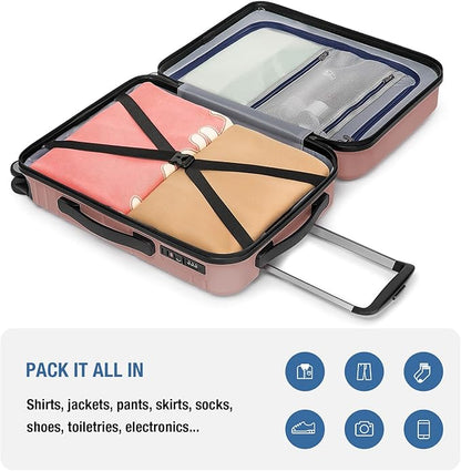 KYME Carry On Luggage 22x14x9 Airline Approved with TSA Lock Hard Shell Carry On Suitcase Lightweight Suitcases with Wheels Small Luggage for Men Women,Carry-On 20 Inch,Rose Gold