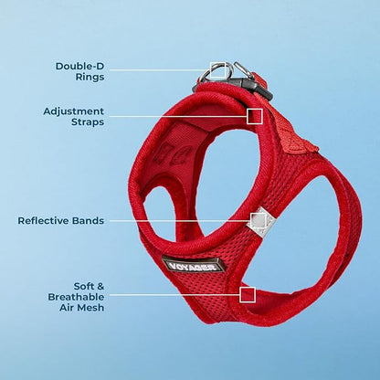 Best Pet Supplies Voyager Step-in Air Harness - All Weather Mesh, Reflective, No Pull Harness for Dogs, Cats - Secure with Hook & Loop Fastener, Buckle, Double D-Rings - Red, M