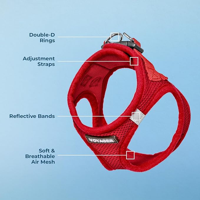 Best Pet Supplies Voyager Step-in Air Harness - All Weather Mesh, Reflective, No Pull Harness for Dogs, Cats - Secure with Hook & Loop Fastener, Buckle, Double D-Rings - Red, XL