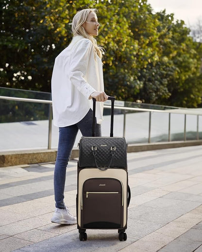 LOVEVOOK Carry On Luggage 22x14x9 Airline Approved, 20 Inch Softside Suitcases with Wheels, Lightweight Spinner Carry on Suitcase with TSA Lock, Water-Resistant Large Capacity Luggage for Travel