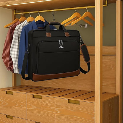 MATEIN Suit Garment Bag for Travel, Large Garment Bags for Hanging Clothes Travel, Foldable Suit Carrier with Shoulder Strap For Business, Premium 2 in 1 Hanging Suitcase Luggage, Black Brown