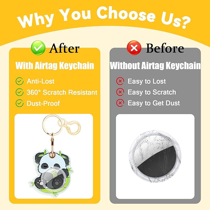 Leather Keychain for Airtag, Cute Protective Keychain Holder Compatible with Apple Air Tag,GPS Item Tracker Case Cover for Keys,Bags,Pets,Luggage(Panda)