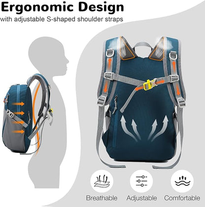 12L Small Hiking Backpack with Chest Strap for Men Women, Mini Lightweight Travel Backpack for Kids, Blue