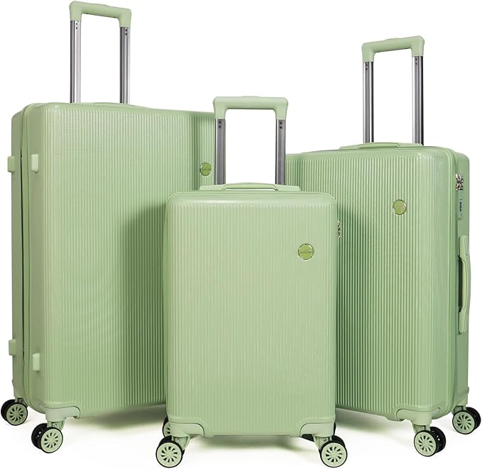Luggage Sets 3 Piece (20/24/28 inch)-Carry On Suitcase-Suitcase With Wheels-PC+ABS - Hardside Spinner Travel Luggage, Black, 3 Pcs Set, Hardside Luggage Sets With Spinner Wheels (Green)