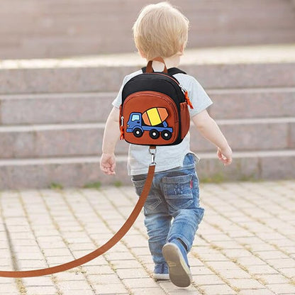 Accmor Toddler Leash Backpack, Child Safety Backpack with Anti Lost Wrist Link, Mini Kids Travel Essential Mini Rucksack Walking Harness, Cute Concrete Truck Bag Children's Leash Strap for Baby Boys