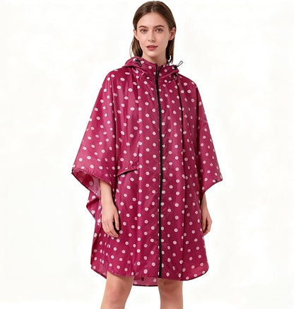Hooded Rain Ponchos for Adult - Rain Coat and Rain Jacket with Waterproof Pocket and Zipper