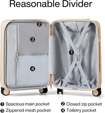 Hanke Expandable Hardshell Luggage Sets 3 piece Carry on Luggage with Wheels Suitcases Lightweight Checked Travel Luggage Rolling Large Suitcase Travel Luggage Bag Woman Men 20/24/29" Cuba Sand Pink