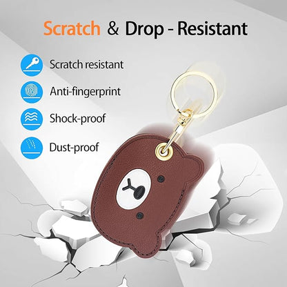 Leather Keychain Case Holder Compatible with Apple AirTag, GPS Airtag Keychain Finder Tracker with Key Ring, Anti-Scratch Protective Air Tag Cover