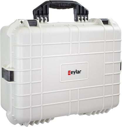 Eylar Large 20 Inch Protective Camera Case Water and Shock Proof With Foam (White)