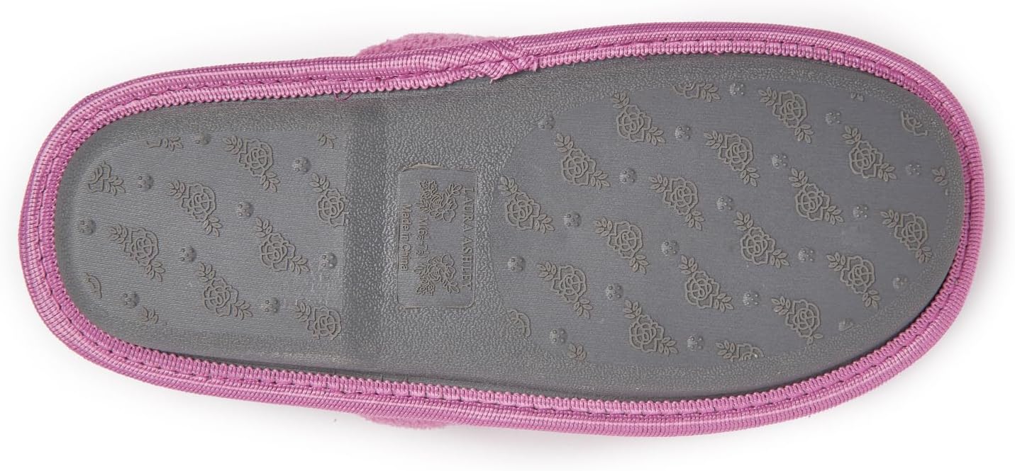 Laura Ashley Ladies Embroidered Soft Terry Scuff Slipper