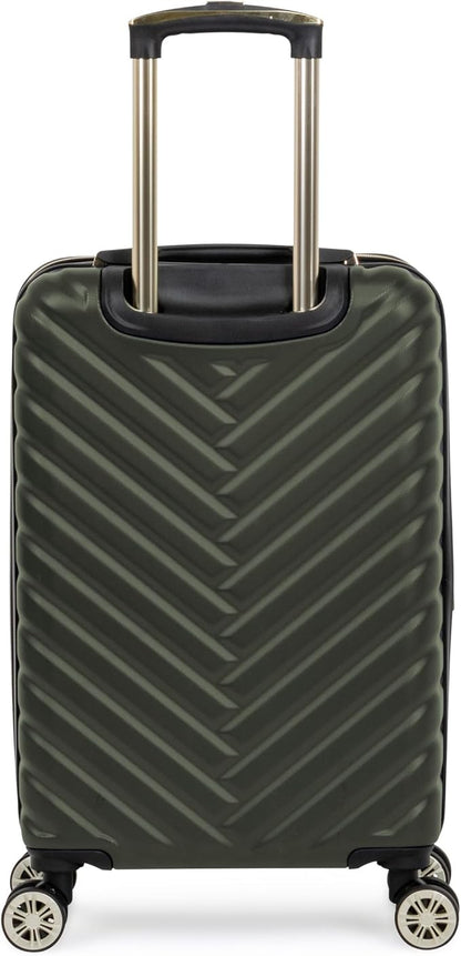 Kenneth Cole REACTION Madison Square Lightweight Hardside Chevron Expandable Spinner Luggage, Olive, 20-Inch Checked