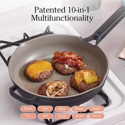 Our Place Large Always Pan | 12.5" Ceramic Pan with Modular Lid & Beechwood Spatula | Patented 10-in-1 Nonstick, Non-Toxic Cookware Made Without PFAS | Induction & Oven-Safe up to 450°F | Char
