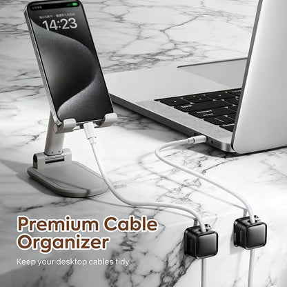 Cord Organizer Holder, 6 Pack Magnetic Desk Cable Clips Management, Hide Phone Charging Cable Keeper, Strong Adhesive Wire Charger Holder for Nightstand, Kitchen Appliances, Office Supplies