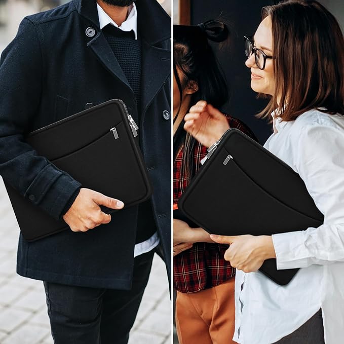17-17.3 Inch Laptop Sleeve, Shockproof Protective Carrying Computer Cover Bag with Accessory Pocket, Portable Laptop Case Compatible with HP, Dell, Lenovo, Lenovo, Acer, Black