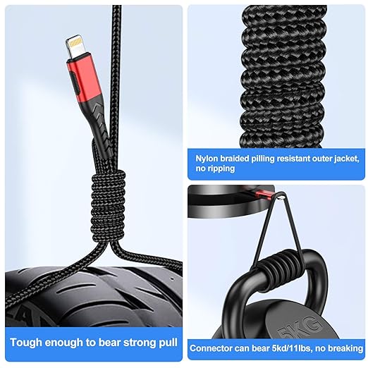 iPhone Charger, [Apple MFi Certified] 3Pack 3FT USB A Cable for Long Charger Cable, Fast iPhone Charging Cord Compatible with iPhone Xs Max/XS/XR/X/8/7/6S/6/Plus/SE/iPad(Red)
