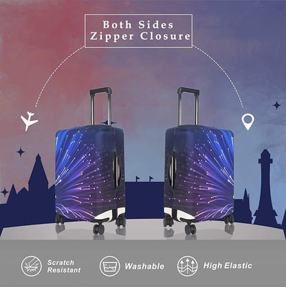 Explore Land Travel Luggage Cover Suitcase Protector Fits 18-22 Inch Case (Fireworks, S)