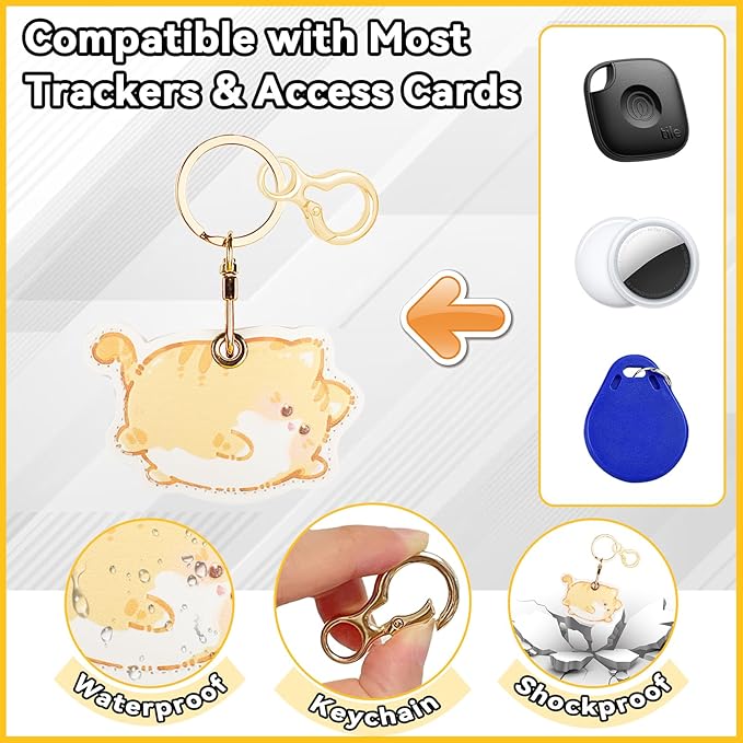 Leather Keychain for Airtag, Cute Protective Keychain Holder Compatible with Apple Air Tag,GPS Item Tracker Case Cover for Keys,Bags,Pets,Luggage(Cat)