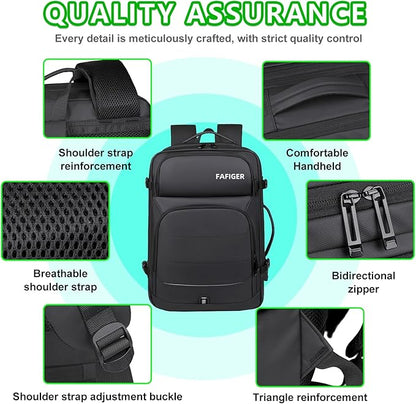 Travel Backpack for Men & Women - 40L Expandable Carry-On Backpack, TSA Approved 16 Inch Laptop, Weekend Outdoor Essentials, Airline Flight Approved, Black