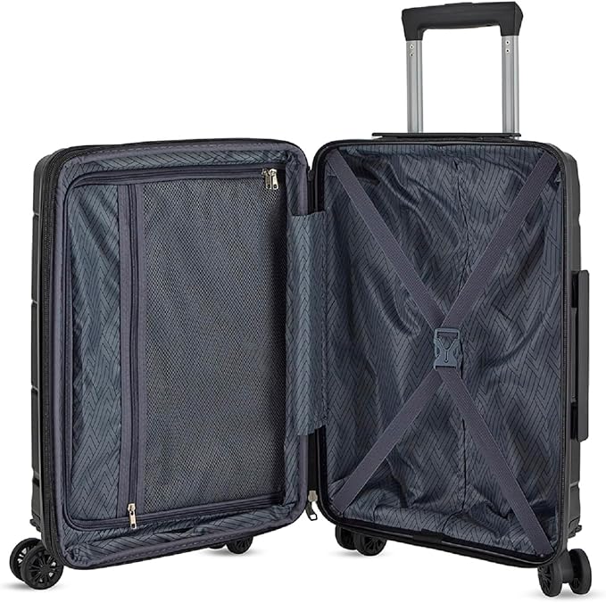 Karriage-Mate Expandable Hardside Carry-On Luggage Set, Suitcase with Eight Spinning Wheels, 20-Inch and Scratch-Resistant Surface (Black)