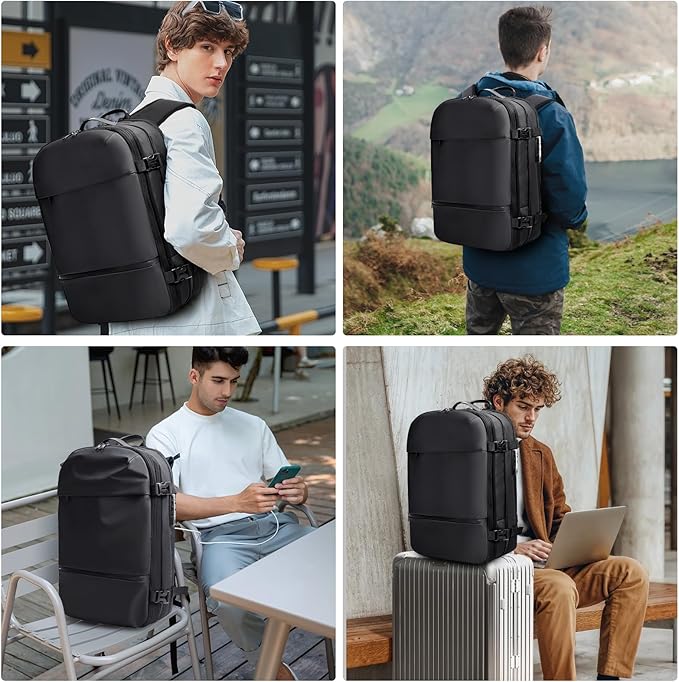 KINGSLONG Vacuum Backpack Travel Vacuum Seal Compression Travel 60L Expandable Vacpack with Pump Ideal for Traveling Business Laptop (Portable Electric Air Pump Included)