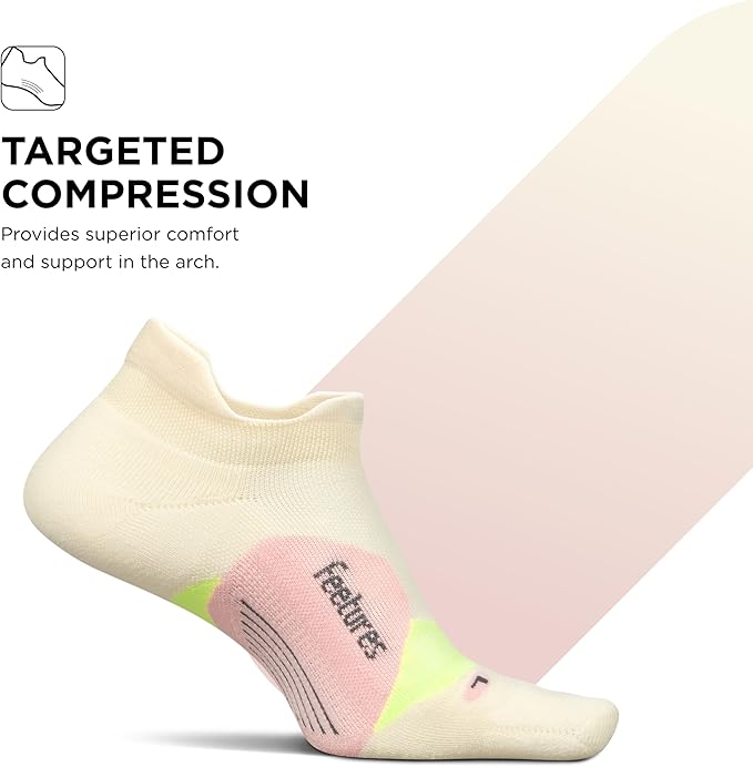 Feetures Elite Light Cushion No Show Tab Athletic Ankle Socks - Sport Sock with Targeted Compression