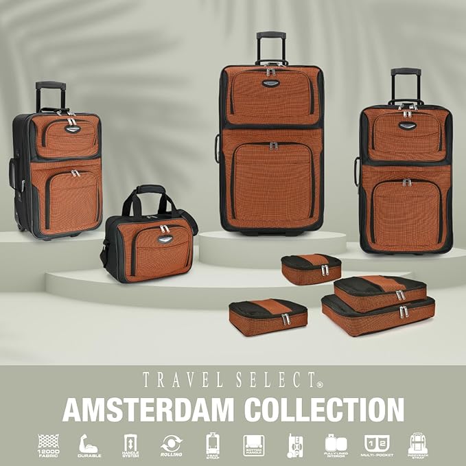 Travel Select Amsterdam Softside Expandable Luggage with Rolling Wheels, Navy, 2-Piece Set (15/21)