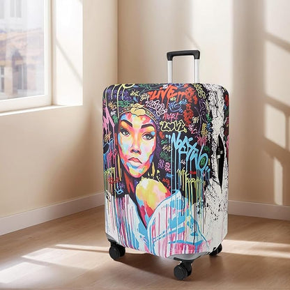 WUJIAONIAO Travel Luggage Cover Baggage Suitcase Cover Protector Skins 18-32 Inch (Graffiti A8, M (for 22-24 inch luggage))