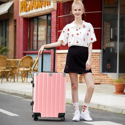 Krute Carry On Luggage 20 inch Aluminum Frame Luggage with Spinner Wheels Hardshell No Zipper PC+ABS TSA Lock Zipperless Suitcases