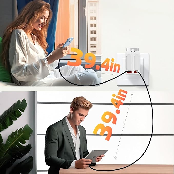 Retractable Apple Watch Charger, 5 in 1 Travel Charging Station for Apple Devices, Retractable Chargers for Multiple Devices with Multi Charging Cable, Charger Block for Apple Gear (White)