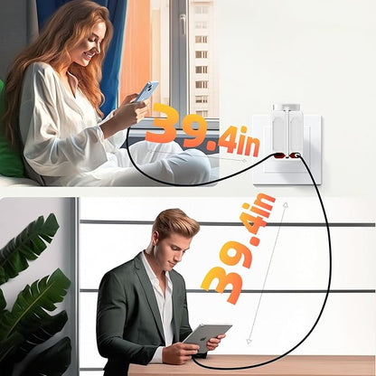 Retractable Apple Watch Charger, 5 in 1 Travel Charging Station for Apple Devices, Retractable Chargers for Multiple Devices with Multi Charging Cable, Charger Block for Apple Gear (White)