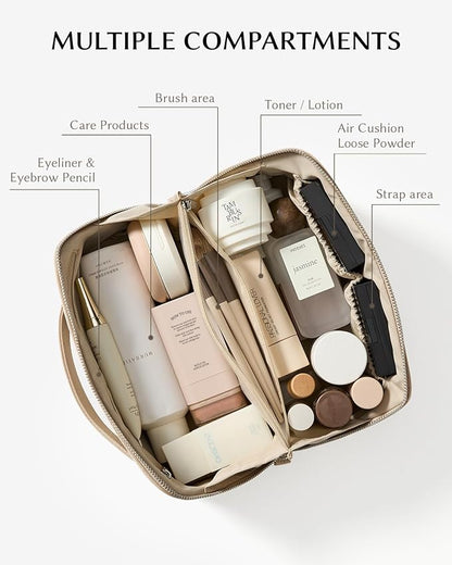 EACHY Travel Makeup Bag,Large Capacity Cosmetic Bags for Women,Waterproof Portable Pouch Open Flat Toiletry Bag Pattern Makeup Bag
