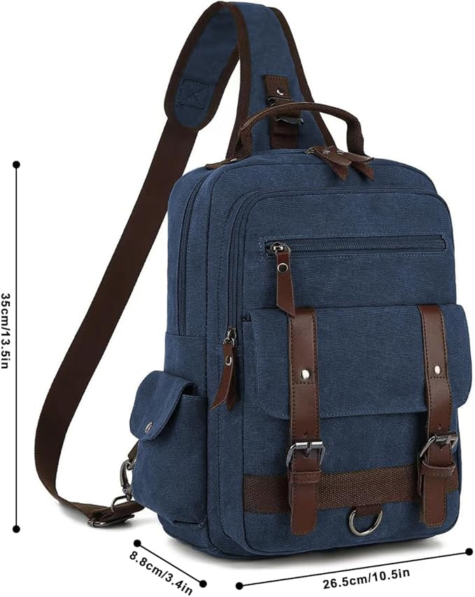 Vintage Messenger Bag, Canvas Backpack for Travel, Men's Shoulder Bag, Dual-use Bag for Hand Carry and Crossbody Carry