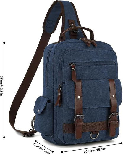 Vintage Messenger Bag, Canvas Backpack for Travel, Men's Shoulder Bag, Dual-use Bag for Hand Carry and Crossbody Carry