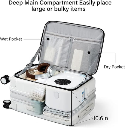 Hanke Hardside Expandable Carry On Luggage, 20 Inch Top Opening Trunk Luggages with Spinner Wheels, All-PC Hard Shell Carry-On Suitcase, Lightweight & TSA Airline Approved (Smoke White, 46L)