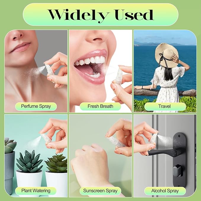 50Pcs Mini Spray Bottle 5ml, Small Travel Perfume Bottle Refillable with 10 Tools, Clear Plastic Small Atomizer Empty, Fine Mist Perfume Sample Spray Bottle for Travel Essential Oil Perfumes