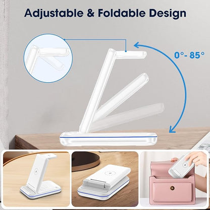 Wireless Charging Station for Samsung/Android, Fast Wireless Watch Charger Station Compatible for Samsung Galaxy S25 Ultra/S24/S23+/Z Flip 7/6 Fold 7/6, Watch8/7/Pro/Active 2 Galaxy Buds3/2 Pro(White)