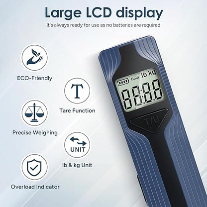 travel inspira Luggage Scale Battery-Free, Travel Essentials, Portable Handheld Digital Suitcase Weight Scale for for Travel Accessories, 110lbs/50kg (Dark Blue)