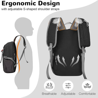 12L Small Lightweight Hiking Backpack Daypack with Phone Pocket for Kids, Mini Travel Backpack for Men, Black