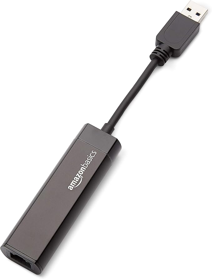 Amazon Basics USB 3.0 to 10/100/1000 Gigabit Ethernet Internet Adapter, Black