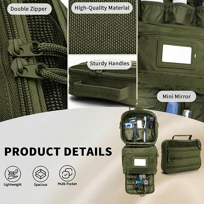 VELVEBAG Mens Toiletry Travel Bag Hanging Toiletry Bag Toiletry Bag Shaving Bag for Men Travel for Cosmetic,Toiletries Accessories, Green