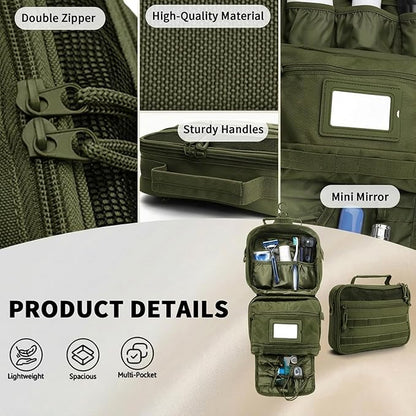 VELVEBAG Mens Toiletry Travel Bag Hanging Toiletry Bag Toiletry Bag Shaving Bag for Men Travel for Cosmetic,Toiletries Accessories, Green