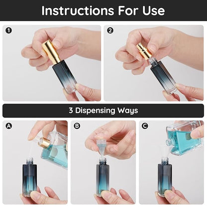 Segbeauty 10ML Perfume Bottles Empty, Set of 10 Mini Travel Refillable, Glass Spray Bottle Atomizer Portable Leak-proof Sprayer for Dispensing Fragrance Toiletries Cosmetic, Gradient Blue-gold