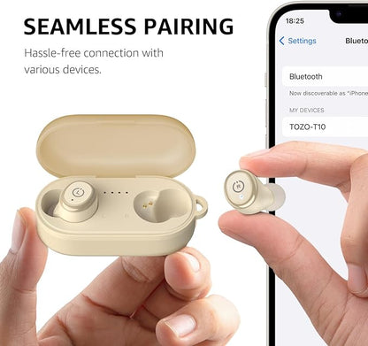 TOZO T10 Wireless Earbuds Bluetooth 5.3 Headphones, App Customize EQ, Ergonomic Design, 55H Playtime, Wireless Charging Case, IPX8 Waterproof Sound in-Ear Headset, New Version