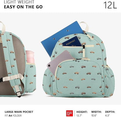 Corduroy Toddler Backpack for Boys 2-5, Cute Kids Backpacks Boys - Preschool Kindergarten Backpack 13.7" H Fit Folder