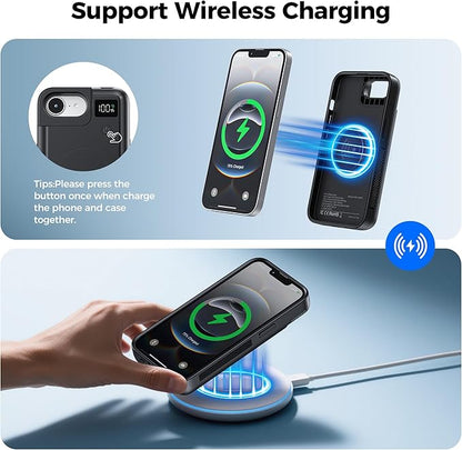 Mavulo Battery Case for iPhone 16e, 8000mAh Portable Power Bank USB-C Fast Charging, Fast Charger, Protective Rechargeable Charger Case for iPhone 16e 6.3", Black
