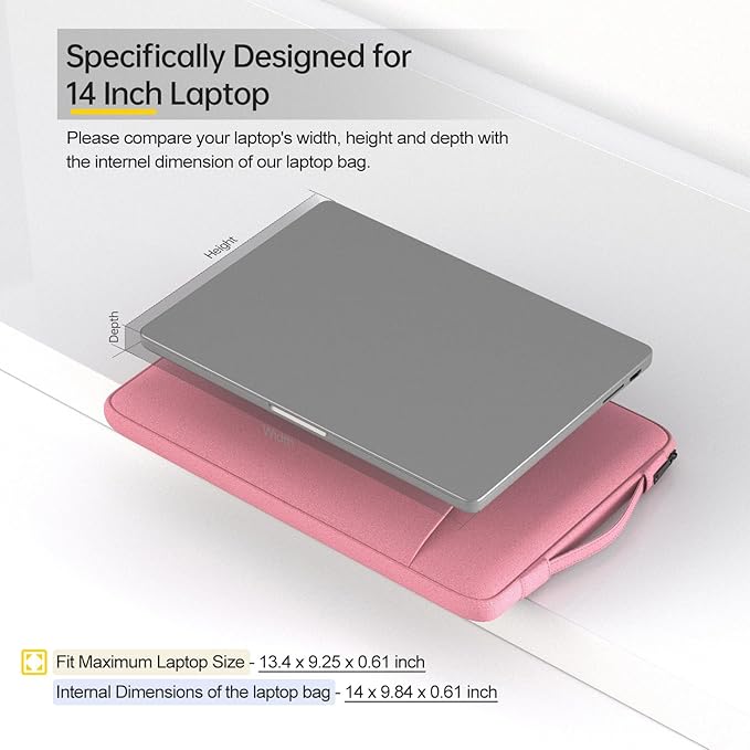 14 Inch Laptop Sleeve Case Bag for Asus Chromebook Vivobook14, Samsung Galaxy Chromebook Go, Lenovo ThinkPad 14/ Flex/Yoga, Dell Latitude, Acer HP Chromebook(Pink)